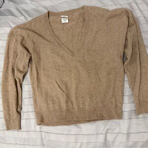 Abercrombie & Fitch Camel V-Neck Sweater Cashmere NWOT large